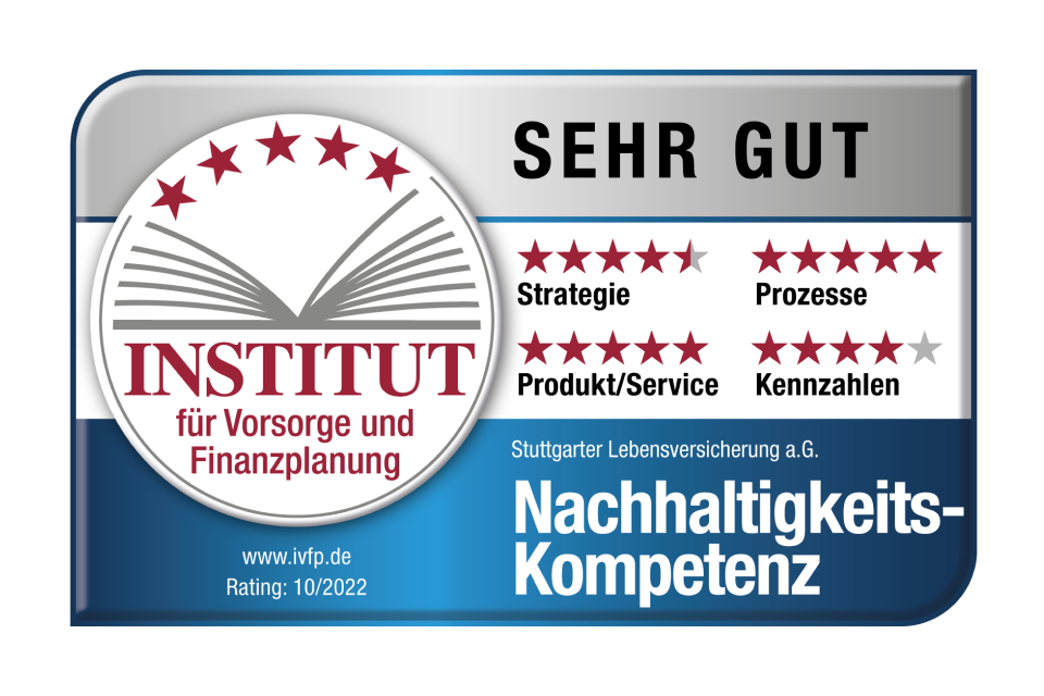 IVFP-Siegel mit Prädikat "sehr gut" für die Nachhaltigkeits-Kompetenz der Stuttgarter Lebensversicherung a. G.