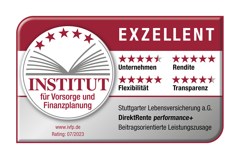 IVFP-Siegel mit dem Prädikat "exzellent" für Die Stuttgarter DirektRente performance+.
