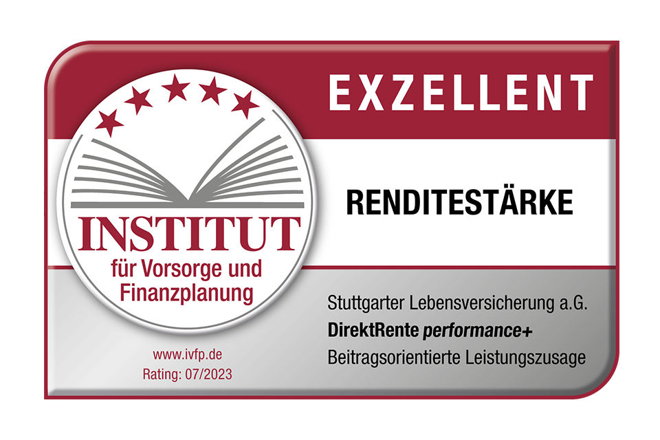 IVFP-Siegel mit dem Prädikat "exzellent" im Bereich der Rendite für Die Stuttgarter DirektRente performance+.